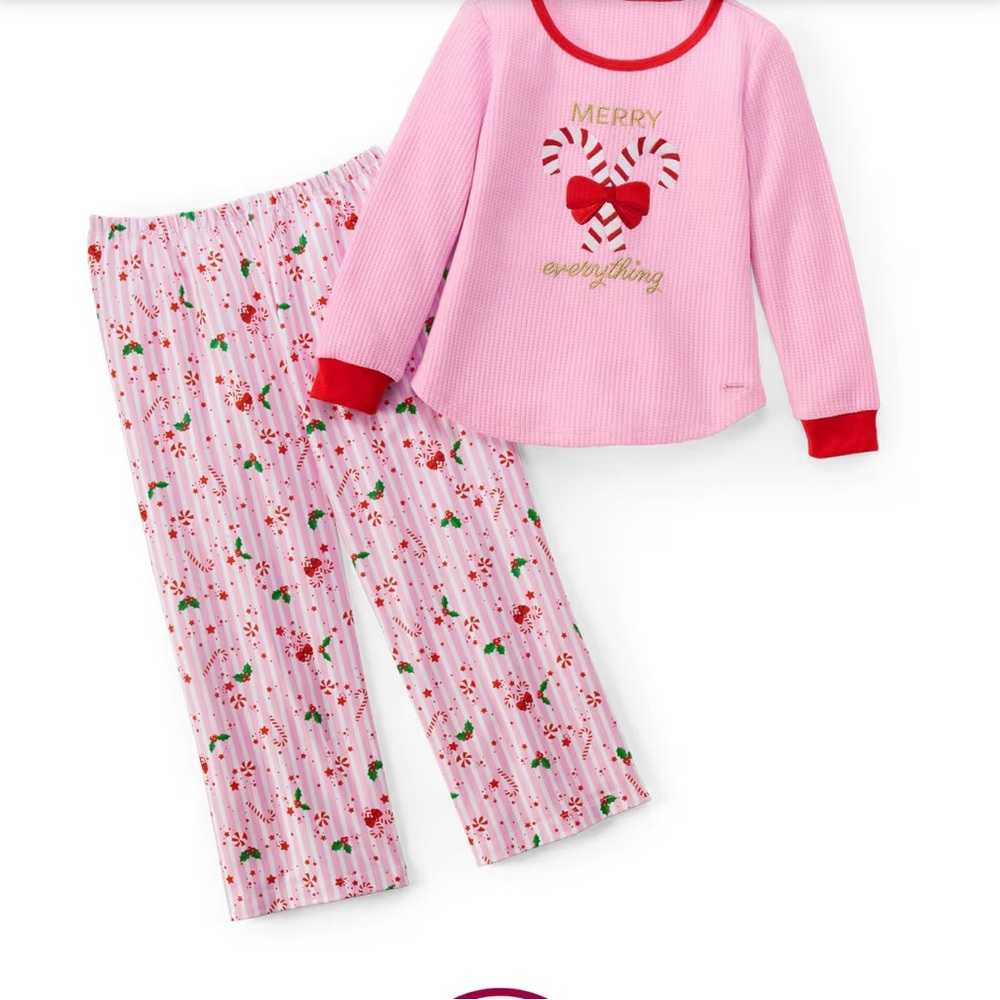 American Girl Pink Red Christmas Holiday Pj’s set M 10/12 NIB